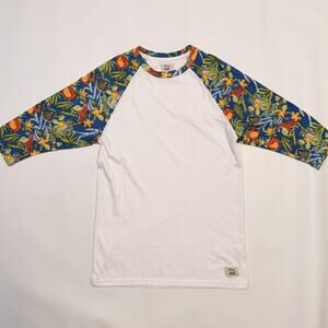 Disney Vans Jungle Book Shirt Mens Small White Raglan 3/4 Sleeve Tropical